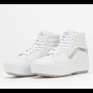 Vans Sk8 hi Stacked white Leather platform lace up NWT